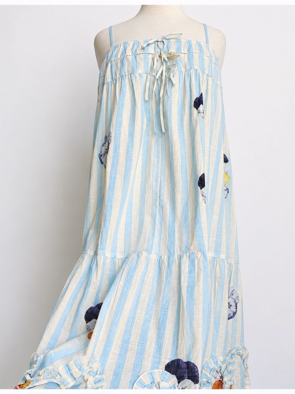 NWT Anthro Nay Bellamy x LyreBird  Artist Pansies Vintage Midi Night Sleep Dress - Picture 9 of 15